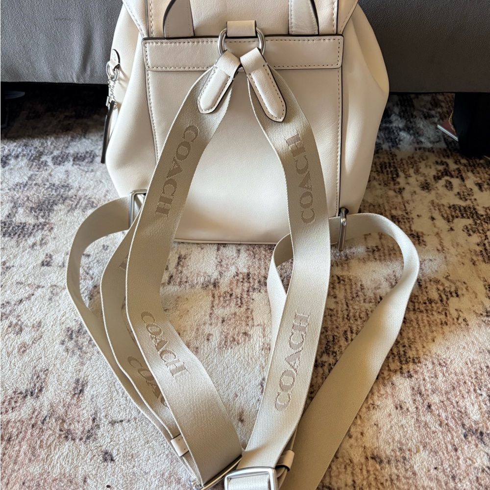 Coach Cream Leather Drawstring Backpack - image 4